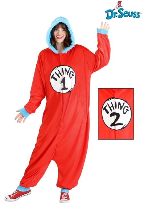 Dr. Seuss Thing 1 & 2 Costume Onesie for Adults - US 5019