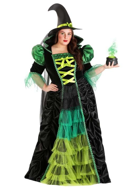 Women's Plus Size Enchanted Green Witch Costume - US 5059