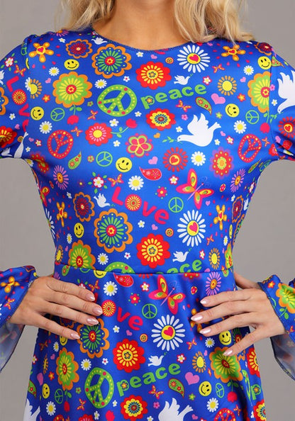 Women's Flower Power Hippie Costume Dress - US 8836