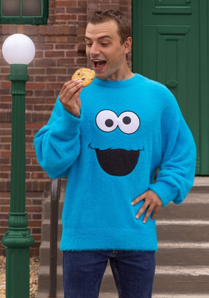 Adult Sesame Street Fuzzy Cookie Monster Oversized Sweater - US 4644