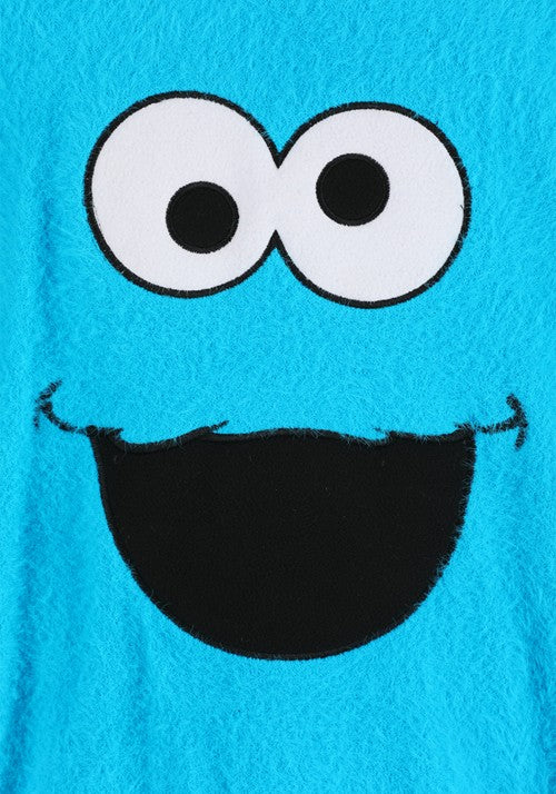 Adult Sesame Street Fuzzy Cookie Monster Oversized Sweater - US 4644
