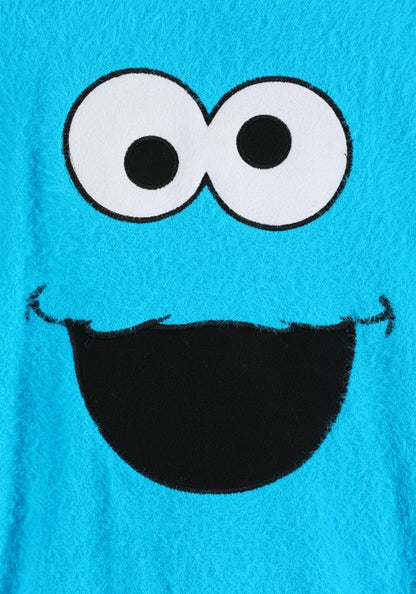 Adult Sesame Street Fuzzy Cookie Monster Oversized Sweater - US 4644