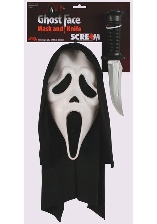 Adult Ghost Face Mask with Knife Costume Kit - US 9876