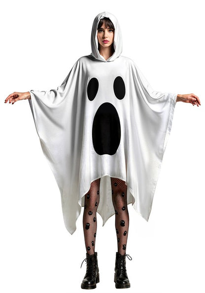Adult Hooded Ghost Costume Poncho - US 9504
