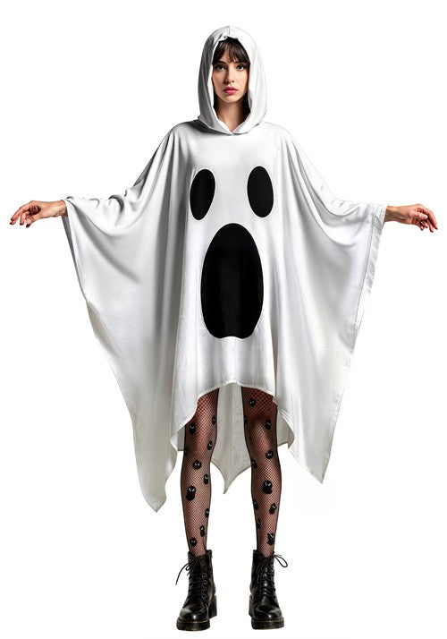 Adult Hooded Ghost Costume Poncho - US 9504