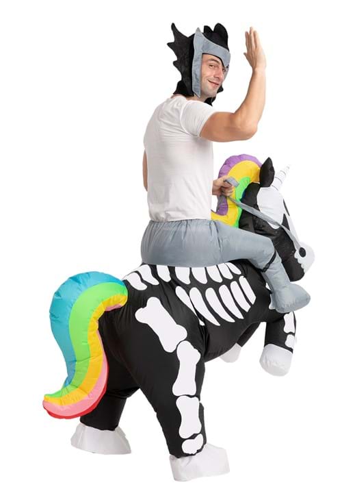 Inflatable Riding-A-Skeleton Unicorn Costume for Adults - US 6400