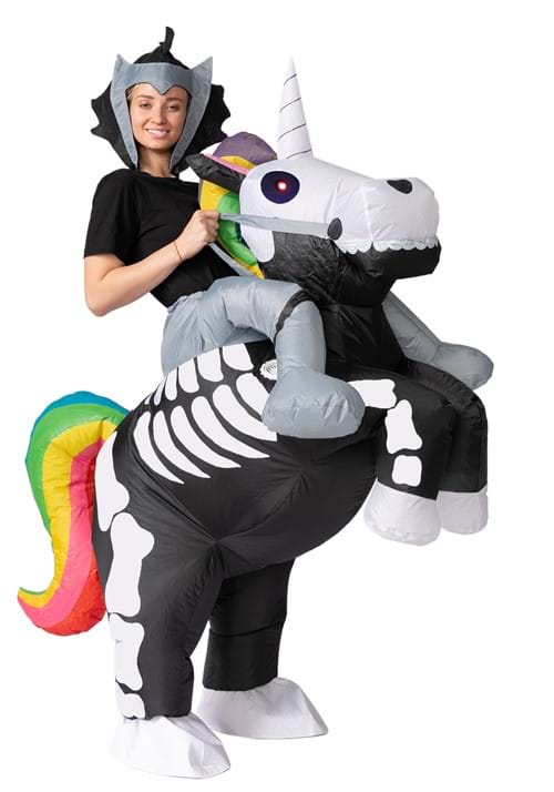 Inflatable Riding-A-Skeleton Unicorn Costume for Adults - US 6400