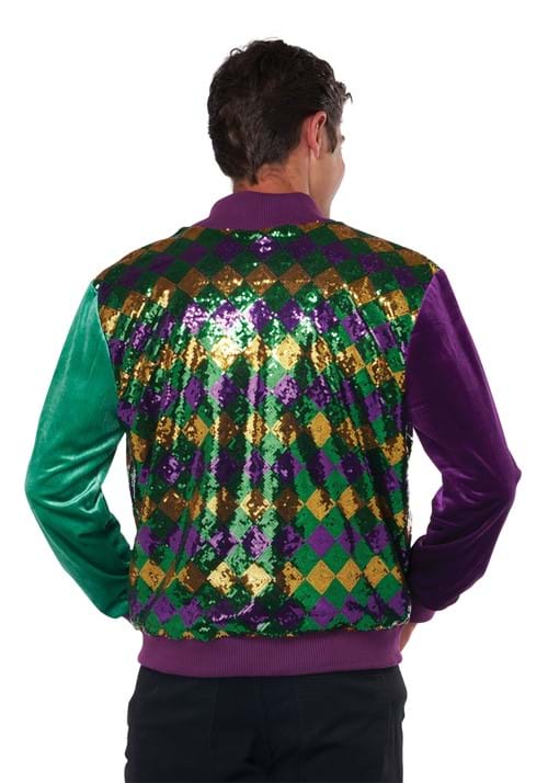 Mardi Gras Sequin and Velour Varsity Bomber Jacket for Adults - US 3542