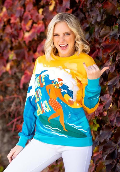 Mele Kalikimaka Surfing Santa Ugly Christmas Sweatshirt - US 0980