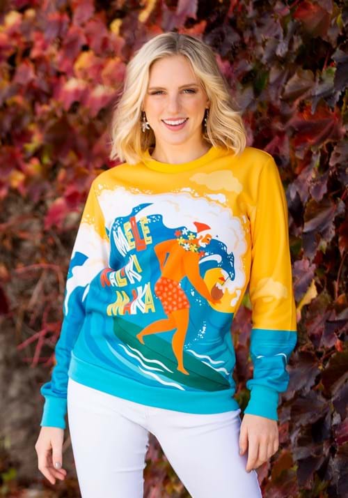 Mele Kalikimaka Surfing Santa Ugly Christmas Sweatshirt - US 0980