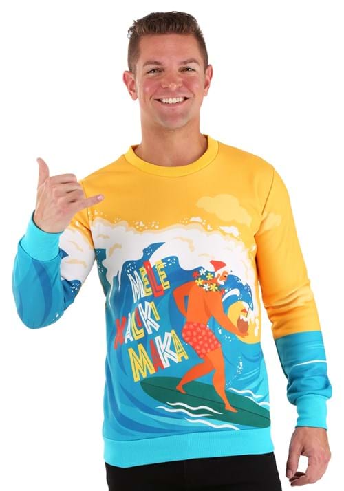 Mele Kalikimaka Surfing Santa Ugly Christmas Sweatshirt - US 0980