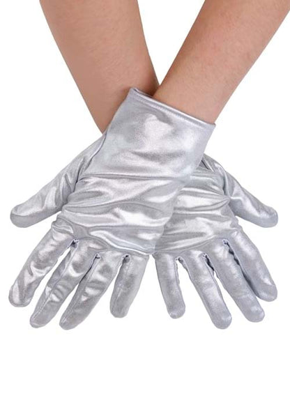 Women's Metallic Silver Costume Gloves - US 7941