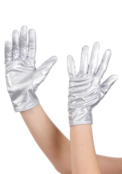 Women's Metallic Silver Costume Gloves - US 7941