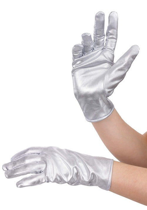 Women's Metallic Silver Costume Gloves - US 7941