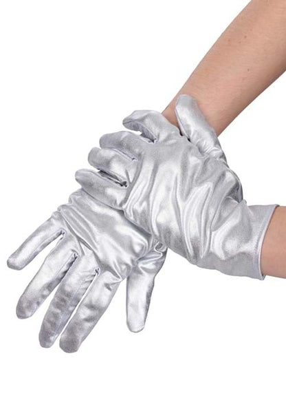 Women's Metallic Silver Costume Gloves - US 7941