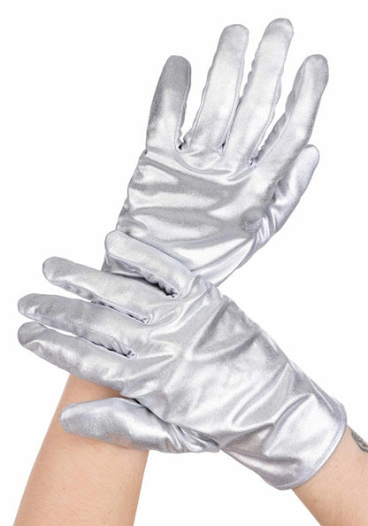 Women's Metallic Silver Costume Gloves - US 7941