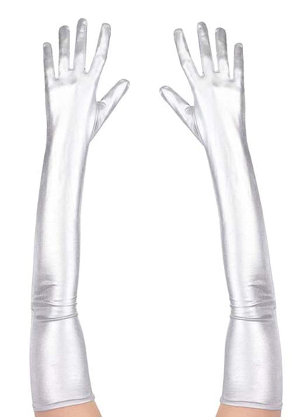 Women's Metallic Silver Opera Costume Gloves - US 4724