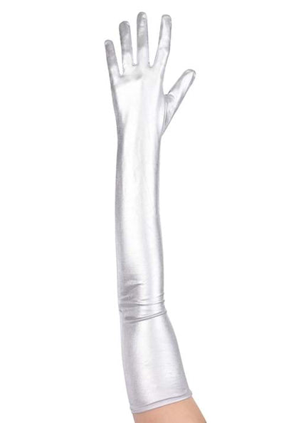 Women's Metallic Silver Opera Costume Gloves - US 4724