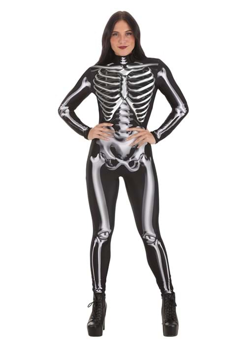Metallic Silver Skeleton Women's Costume - US 8833