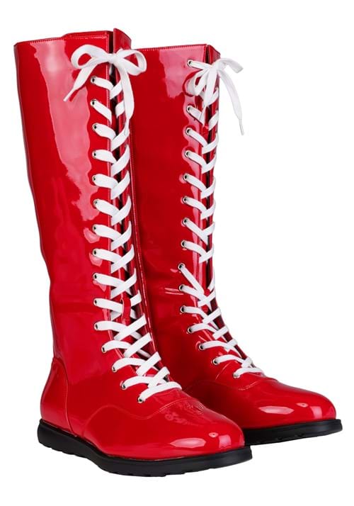 Patent Red Wrestling Adult Costume Boots - US 8059