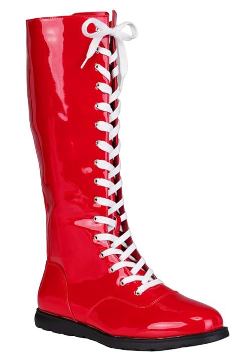 Patent Red Wrestling Adult Costume Boots - US 8059