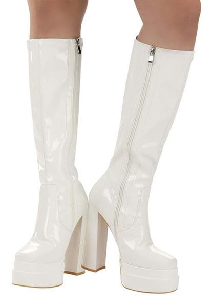 White Patent Platform Gogo Boots for Adults - US 8065