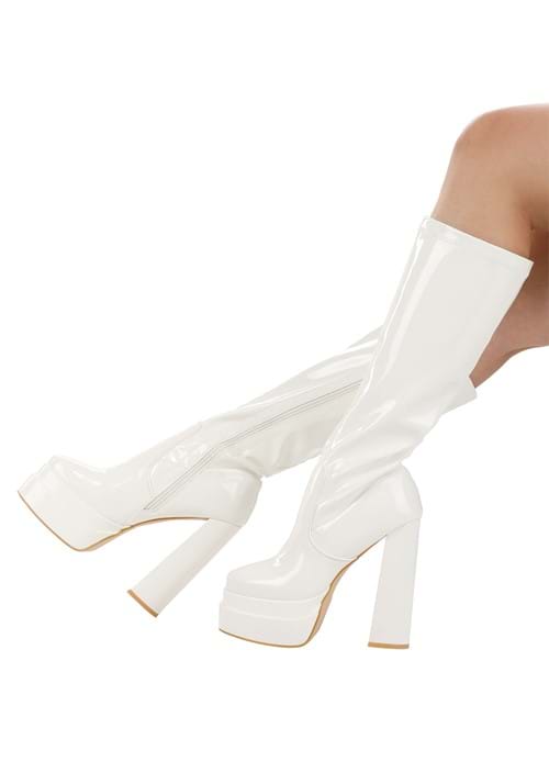 White Patent Platform Gogo Boots for Adults - US 8065