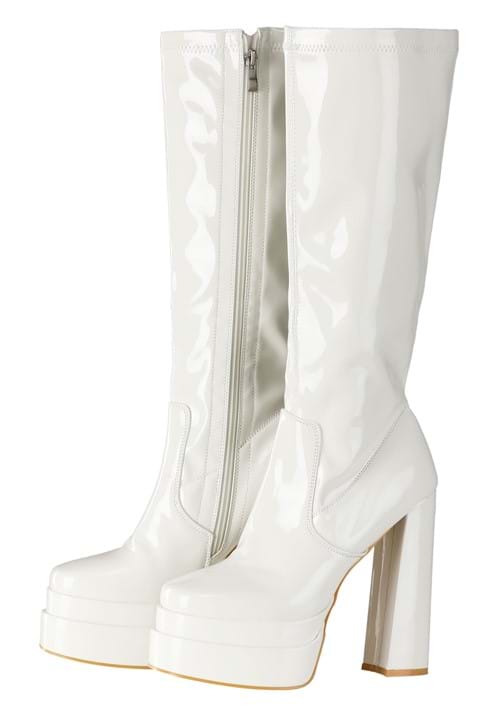 White Patent Platform Gogo Boots for Adults - US 8065