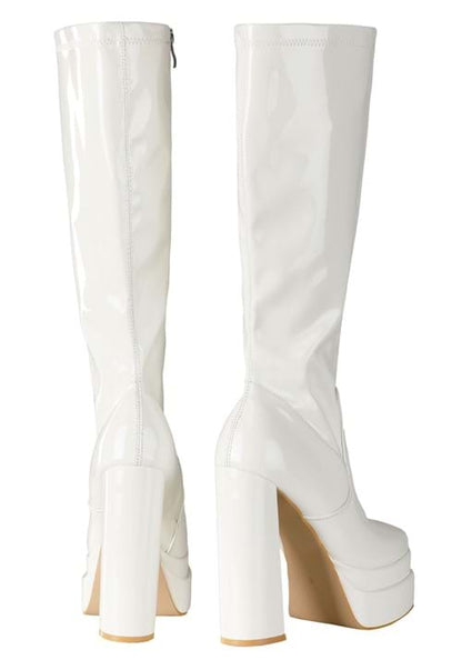 White Patent Platform Gogo Boots for Adults - US 8065