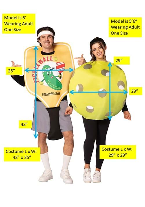 Adult Pickleball Paddle & Ball Couples Costume - US 7725