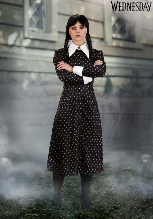 Women's Wednesday Addams Polka Dot Costume Dress - US 4741