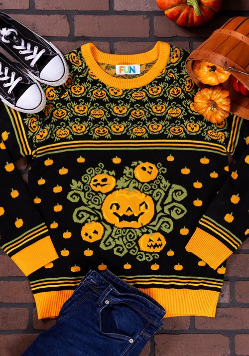 Adult Pumpkin Patch Halloween Sweater - US 0750