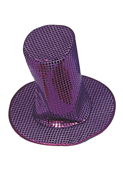 8-Inch Adult Purple Sequin Disco Accessory Hat - US 4954
