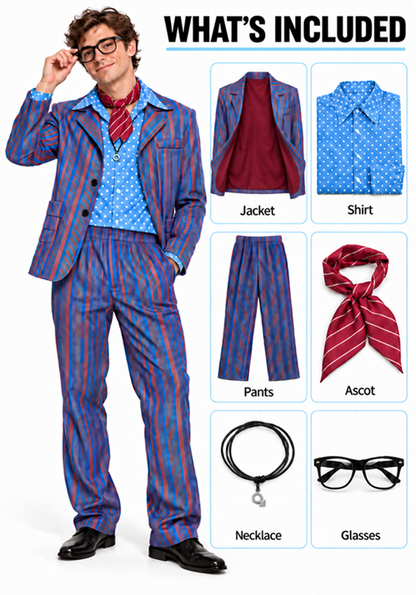 Men's Deluxe Purple Striped 60's Swinger Costume Suit - US 2246