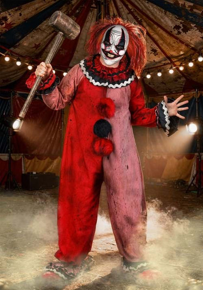 Adult Red Carousel Clown Costume with Mask - US 8734