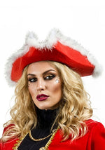 Adult Red Felt Tricorn Costume Hat - US 6777