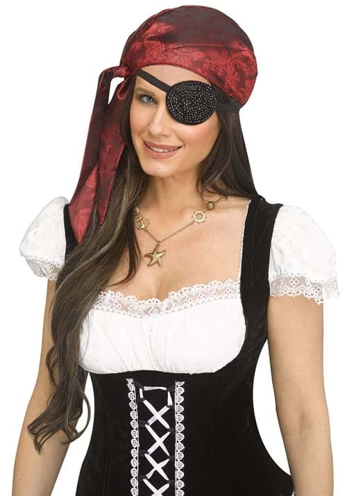 Adult Rhinestone Pirate Costume Eye Patch Accessory - US 4229