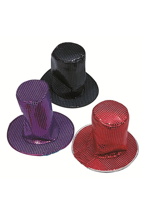 8-Inch Adult Silver Sequin Disco Hat Accessory - US 8713