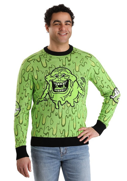 Ghostbusters Slimy Salutations Slimer Adult Sweater - US 9993