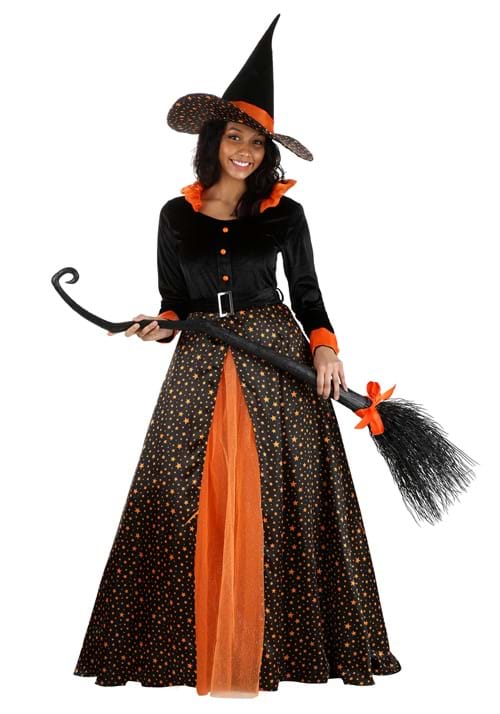 Adult Sparkling Orange Witch Costume - US 3475