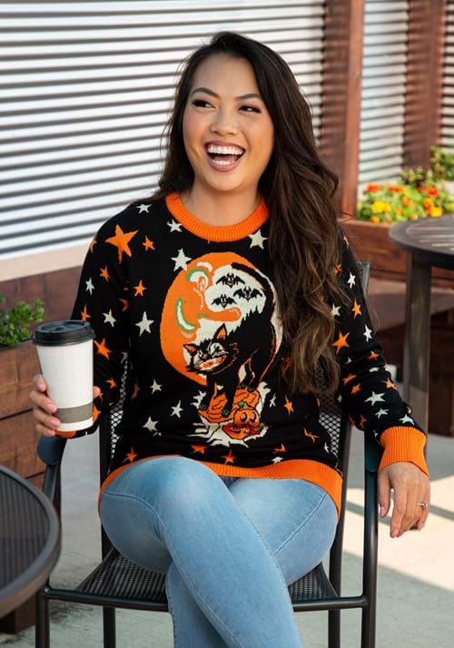 Adult Vintage Halloween Cat Halloween Sweater - US 6712