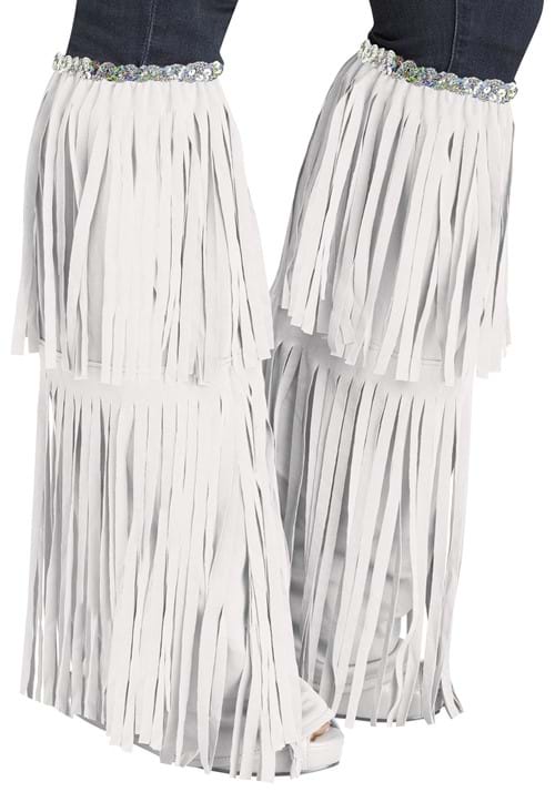 Adult White Fringe Costume Boot Covers - US 6233