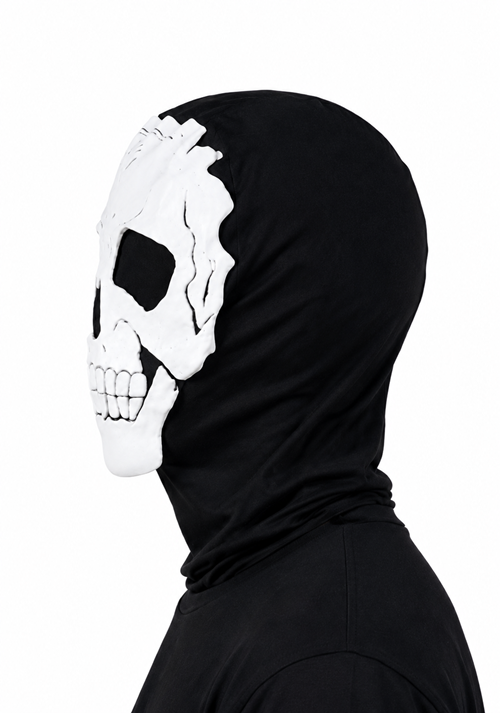 Adult White Skull Pullover Hood Accessory - US 2684