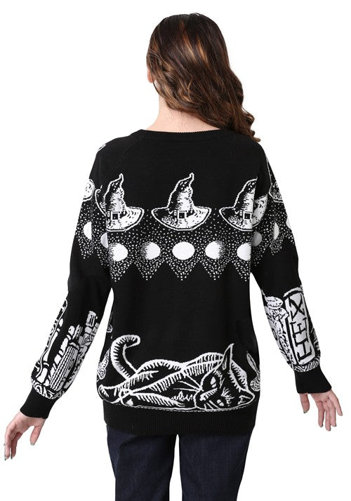 Witch Spellcraft and Curios Halloween Sweater for Adults - US 6269