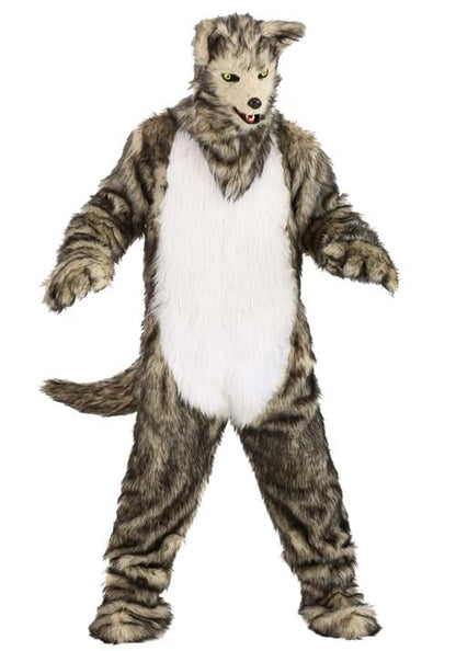 Wolf Mascot Costume with Mouth Mover Mask for Adults - US 4712