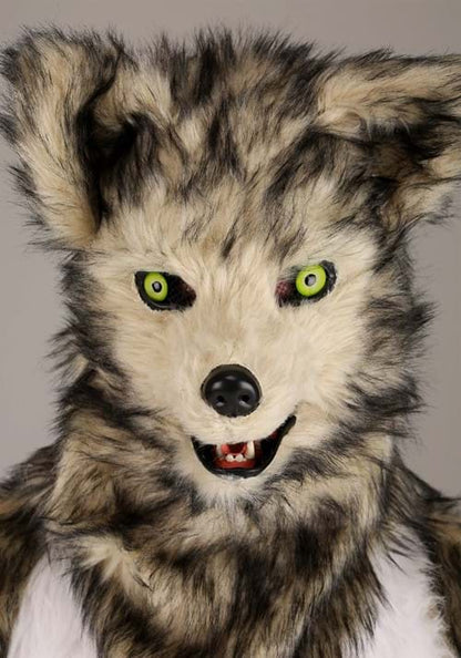Wolf Mascot Costume with Mouth Mover Mask for Adults - US 4712