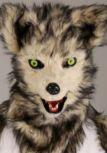 Wolf Mascot Costume with Mouth Mover Mask for Adults - US 4712