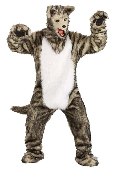Wolf Mascot Costume with Mouth Mover Mask for Adults - US 4712