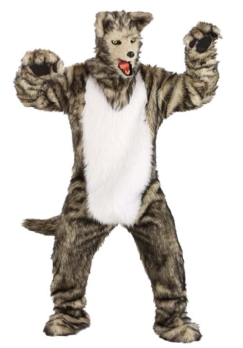 Wolf Mascot Costume with Mouth Mover Mask for Adults - US 4712