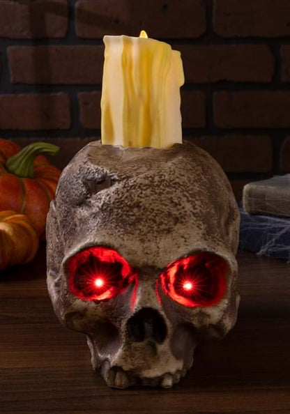 5-Inch Light Up Ancient Skull Candle Decoration - US 3998